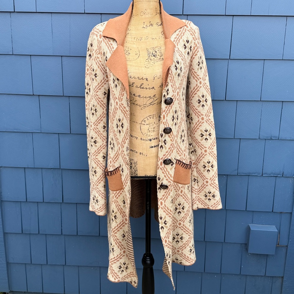 🧡🧡🧡Anthropologie Nick & Mo brown tan cardigan sweater cotton small to medium